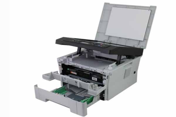 联想 M7400 打开前盖,抽出整套硒鼓粉盒整套组件操作图 仪陇打印机维修
